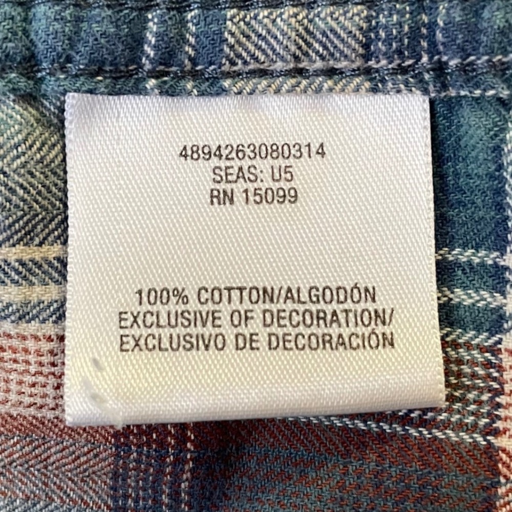 Outdoor Life Plaid Short Sleeve Button Up Shirt Cotton Men's‎ Large Blue Red - Picture 6 of 6